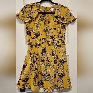 Xhilaration Yellow Floral Mini Dress